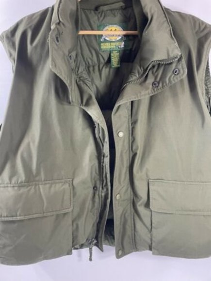 Cabelas Mens 2XL XXL Regular Premier Northern Goose Down Puffer Vest Army Green - Picture 1 of 11